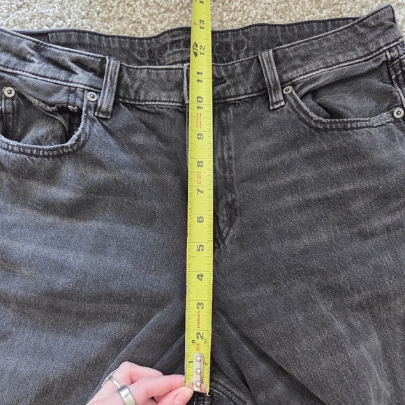 American Eagle Strigid Super High Rise Ultra Wide Leg Jeans 10 Long Black Denim - Picture 13 of 13